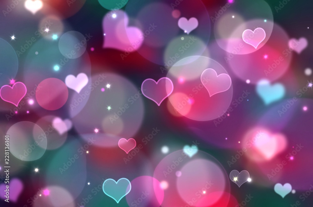 gradient sweet valentine and Christmas theme background with bokeh and glitter