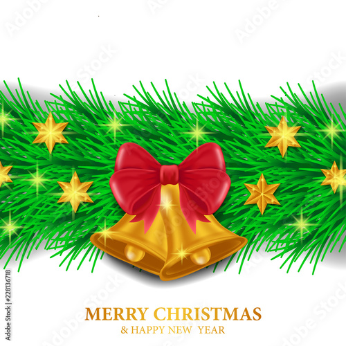 Merry Christmas template with illustration of  garland and star decoration photo