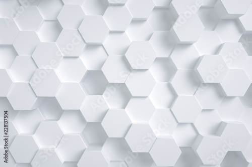 3d rendering  hexagon with white background