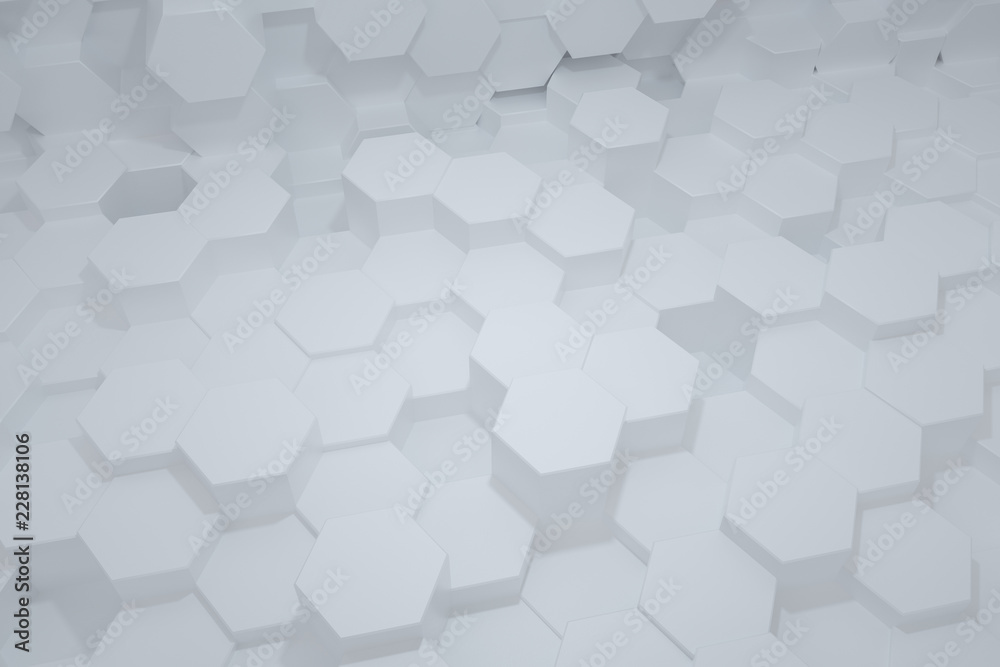 3d rendering, hexagon with white background 3d rendering, hexagon with white background