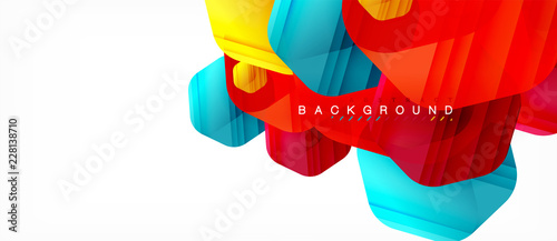 Vector multicolored hexagons geometric abstract background