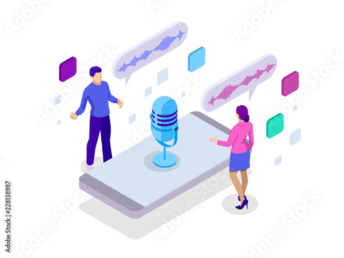Voice message or recording voice. Isometric vector illustration