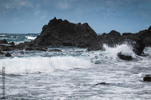 Coastal rocks and Atlantic Ocean at Azores Islands