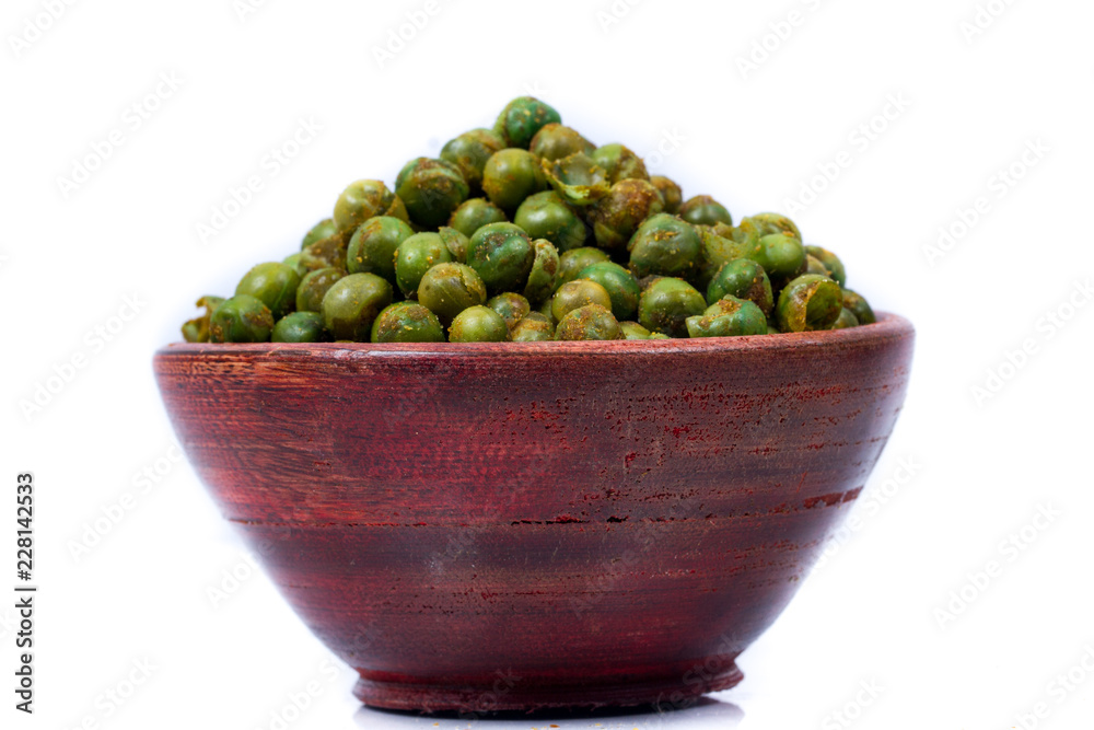 green spicy peas isolated on white background. green spicy peas isolated on white background.