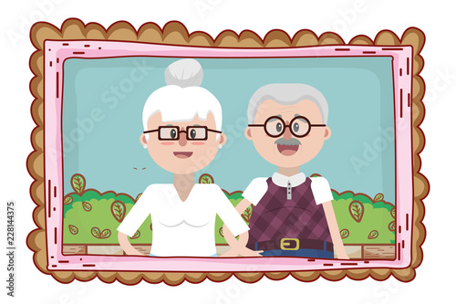 elderly couple portrait cartoon