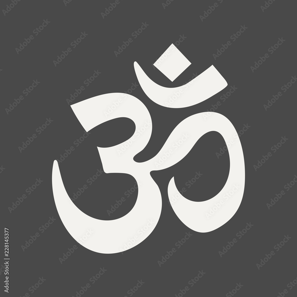 Om sign isolated on black background. Sacral symbol of Hinduism, Buddhism  or Vedic tradition. Vector illustration. Stock Vector | Adobe Stock