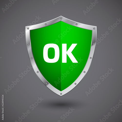 Steel shield icon protect ok