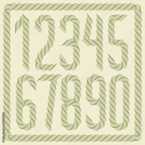 Vector tall numerals collection made with guilloche decoration, beautiful engraving. Can be used as graduation diploma design.