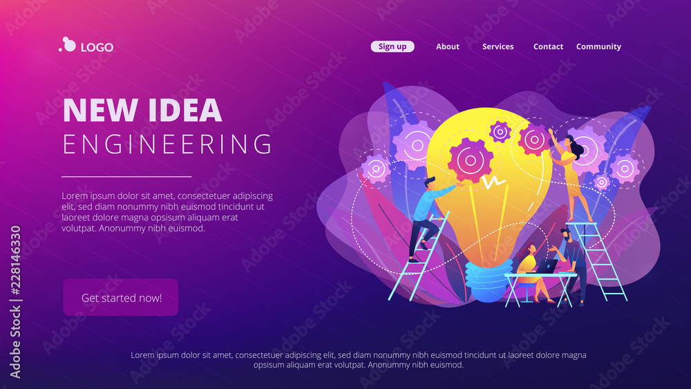 New idea engineering concept landing page. - obrazy, fototapety, plakaty 