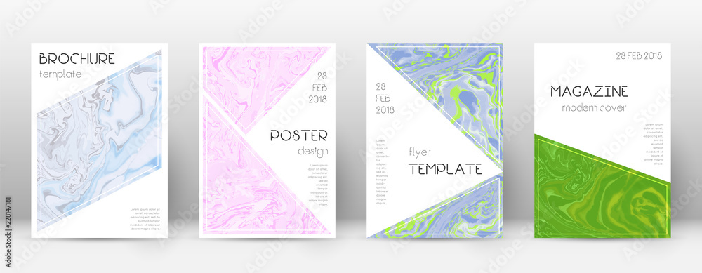 Abstract cover. Posh design template. Suminagashi marble triangle poster. Posh trendy abstract cover