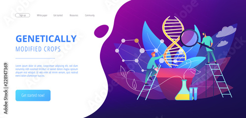 Genetically modified plants concept landing page.
