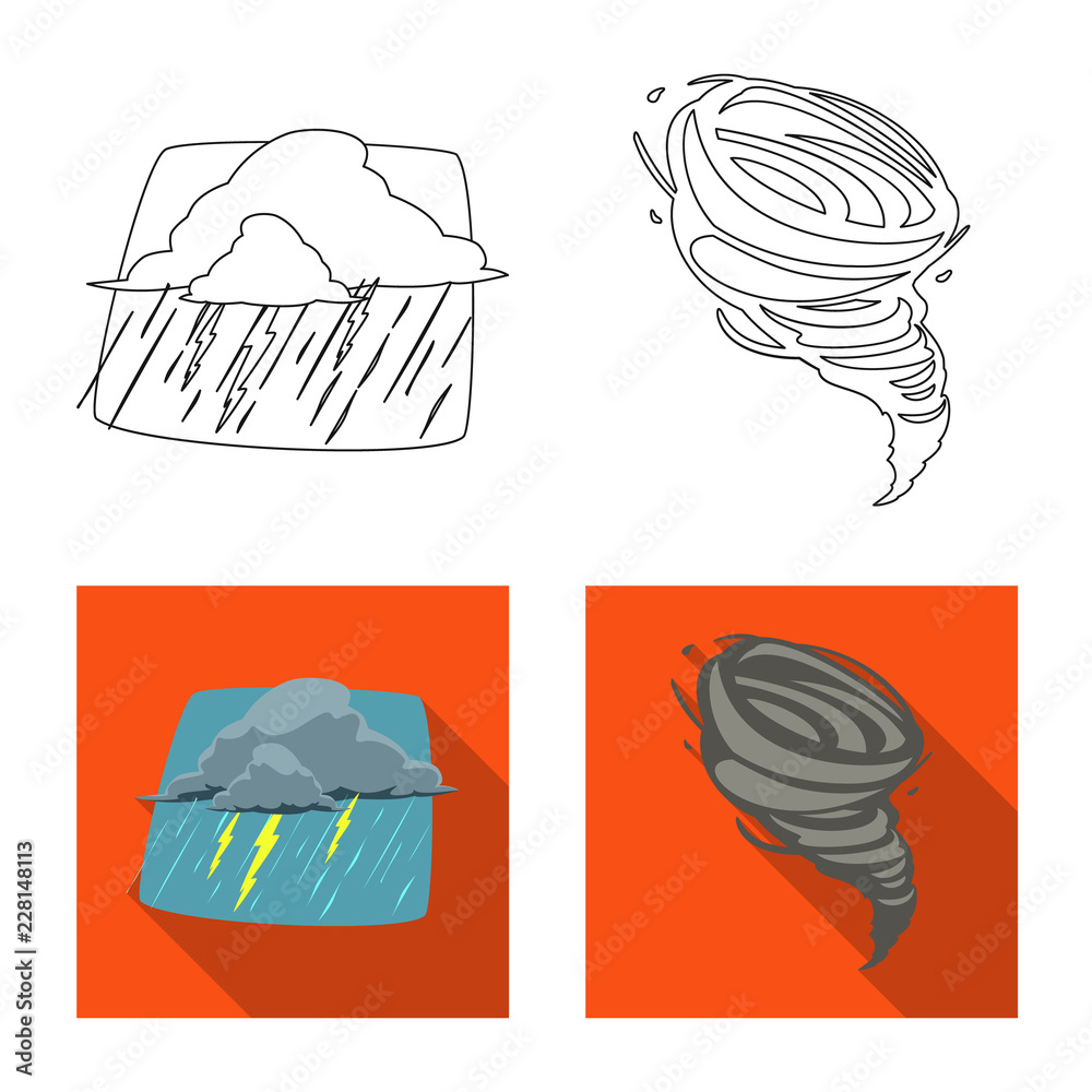 Vector illustration of weather and climate icon. Collection of weather and cloud stock symbol for web. Vector illustration of weather and climate icon. Collection of weather and cloud stock symbol for web.