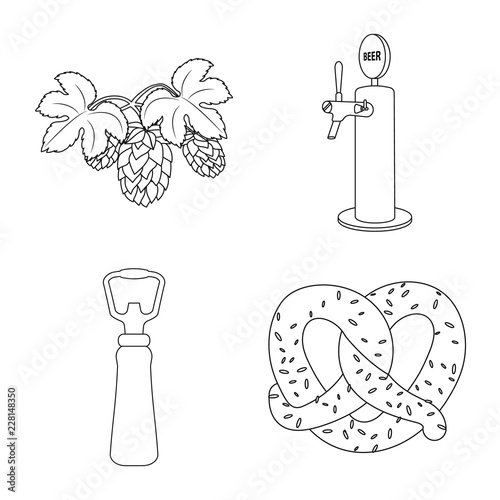 Vector illustration of pub and bar symbol. Set of pub and interior stock symbol for web.