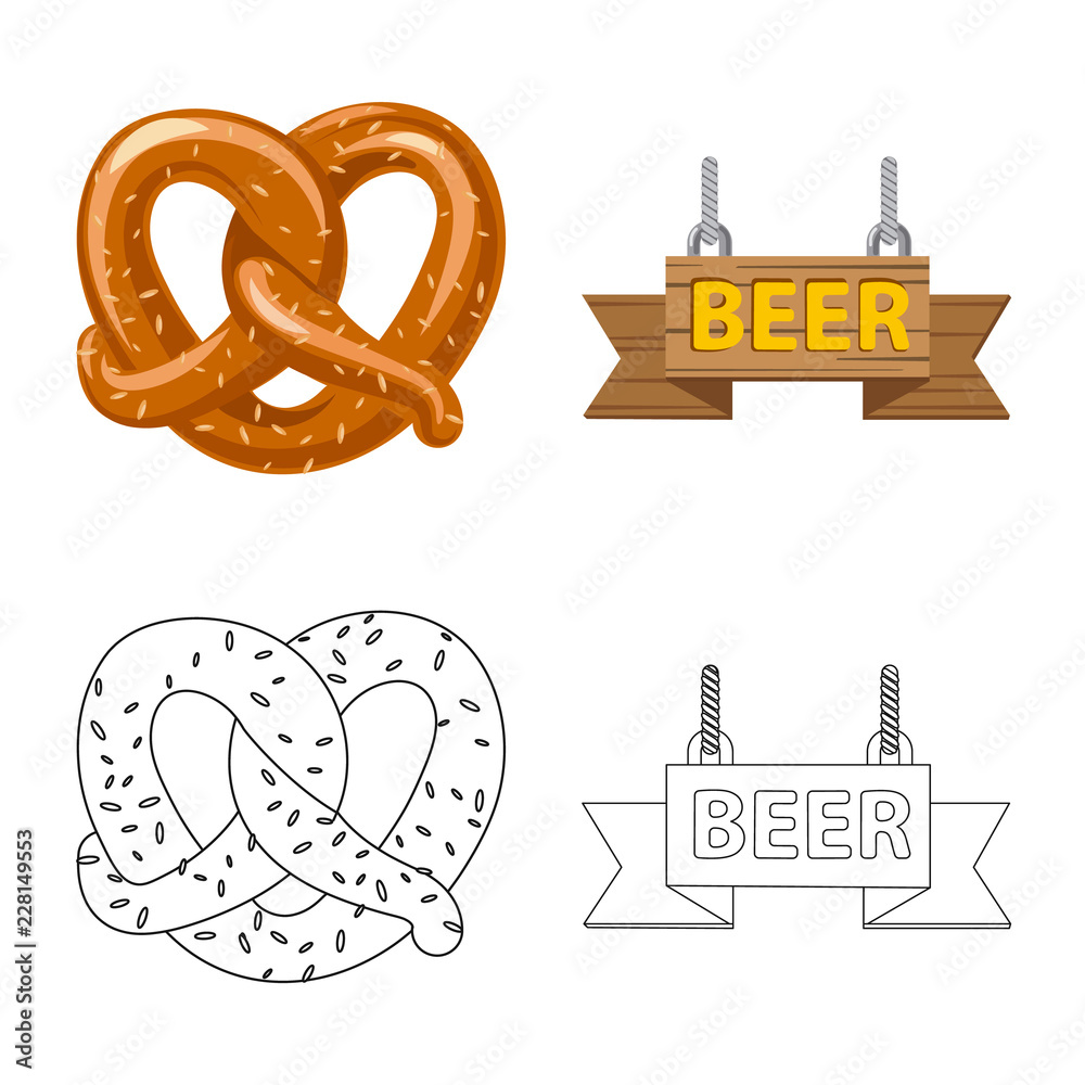 Naklejka premium Isolated object of pub and bar logo. Collection of pub and interior stock vector illustration.