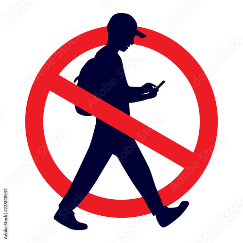 No texting while walking allowed vector