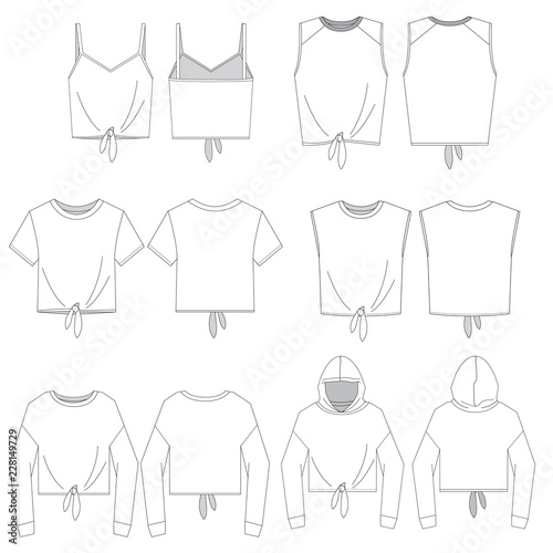 Vector template for Women's tie front tops
