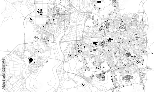 Mappa satellitare di Gwangju, Corea del Sud, strade della città. Stradario e mappa del centro città