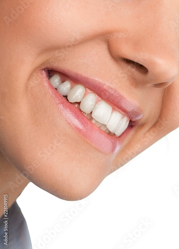 Closeup on a Woman Smiling Mouth