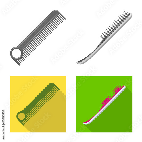 Isolated object of brush and hair symbol. Collection of brush and hairbrush stock symbol for web.