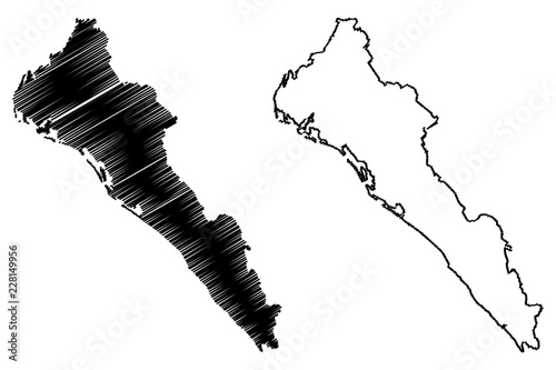 Sinaloa (United Mexican States, Mexico, federal republic) map vector illustration, scribble sketch Free and Sovereign State of Sinaloa map