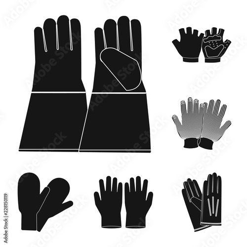 Isolated object of glove and winter logo. Set of glove and equipment vector icon for stock.