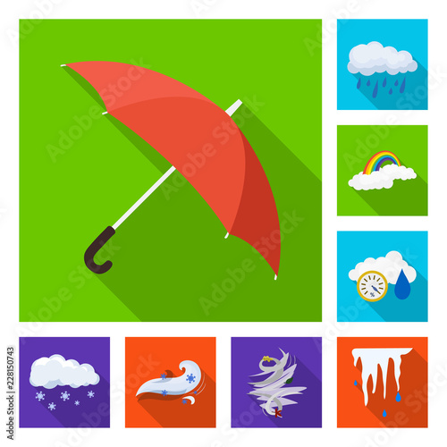 Vector illustration of weather and climate logo. Set of weather and cloud vector icon for stock.