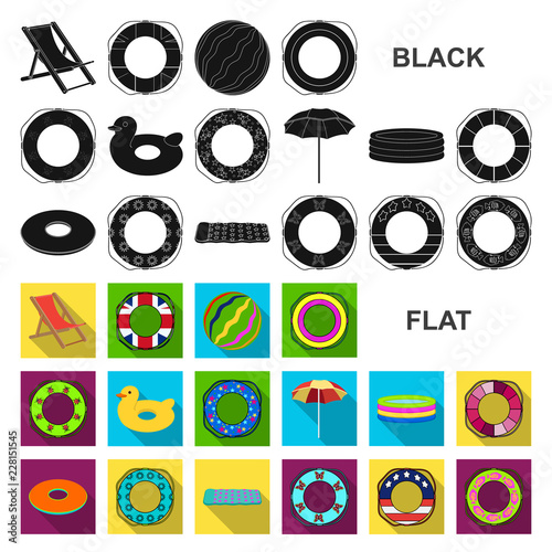 Multicolored swimming circle flat icons in set collection for design. Different lifebuoys vector symbol stock web illustration.