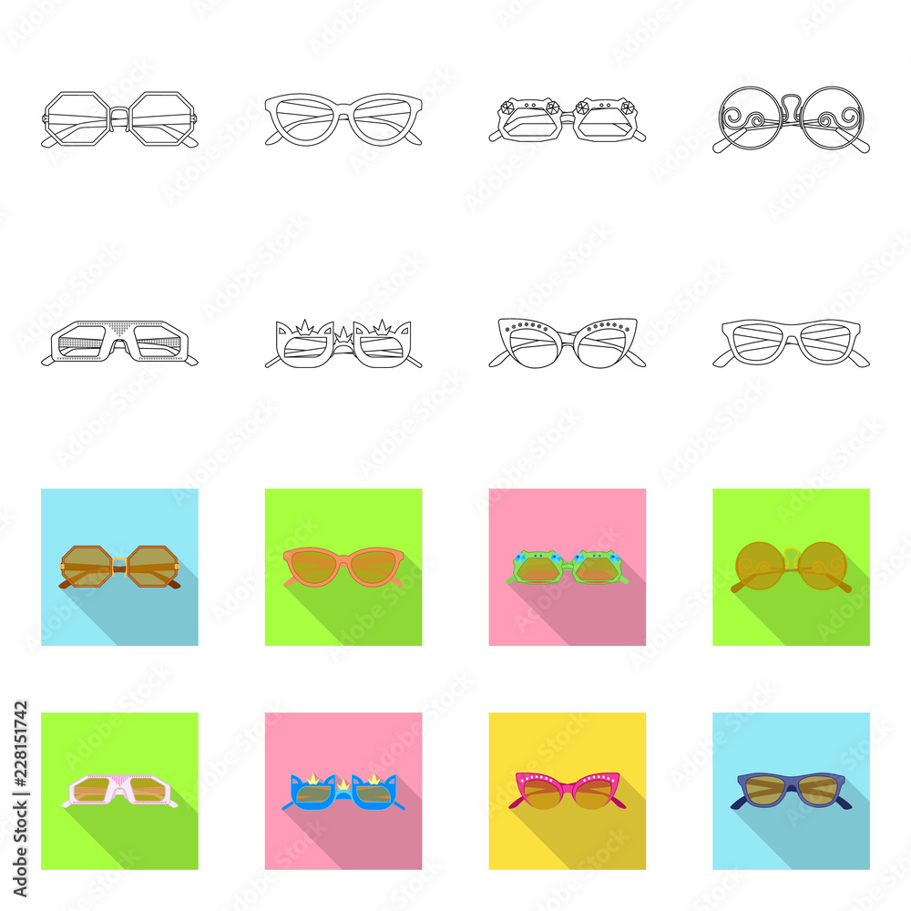 Isolated object of glasses and sunglasses symbol. Set of glasses and accessory stock symbol for web.