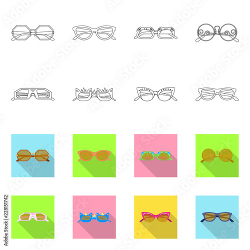 Isolated object of glasses and sunglasses symbol. Set of glasses and accessory stock symbol for web.