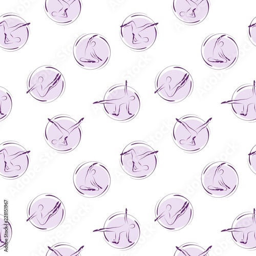 Pilates poses seamless vector pattern