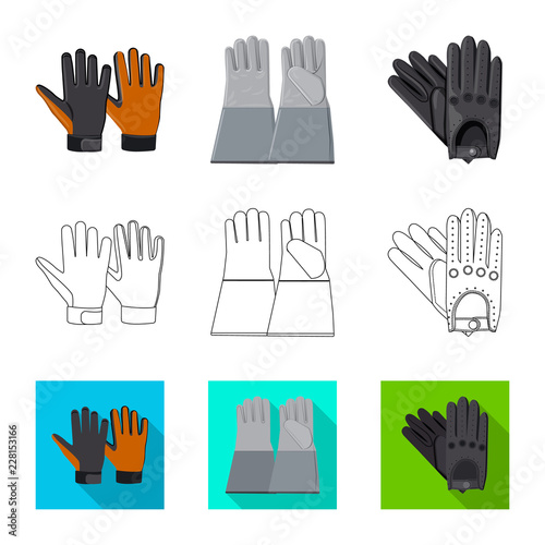 Vector illustration of glove and winter sign. Collection of glove and equipment vector icon for stock.