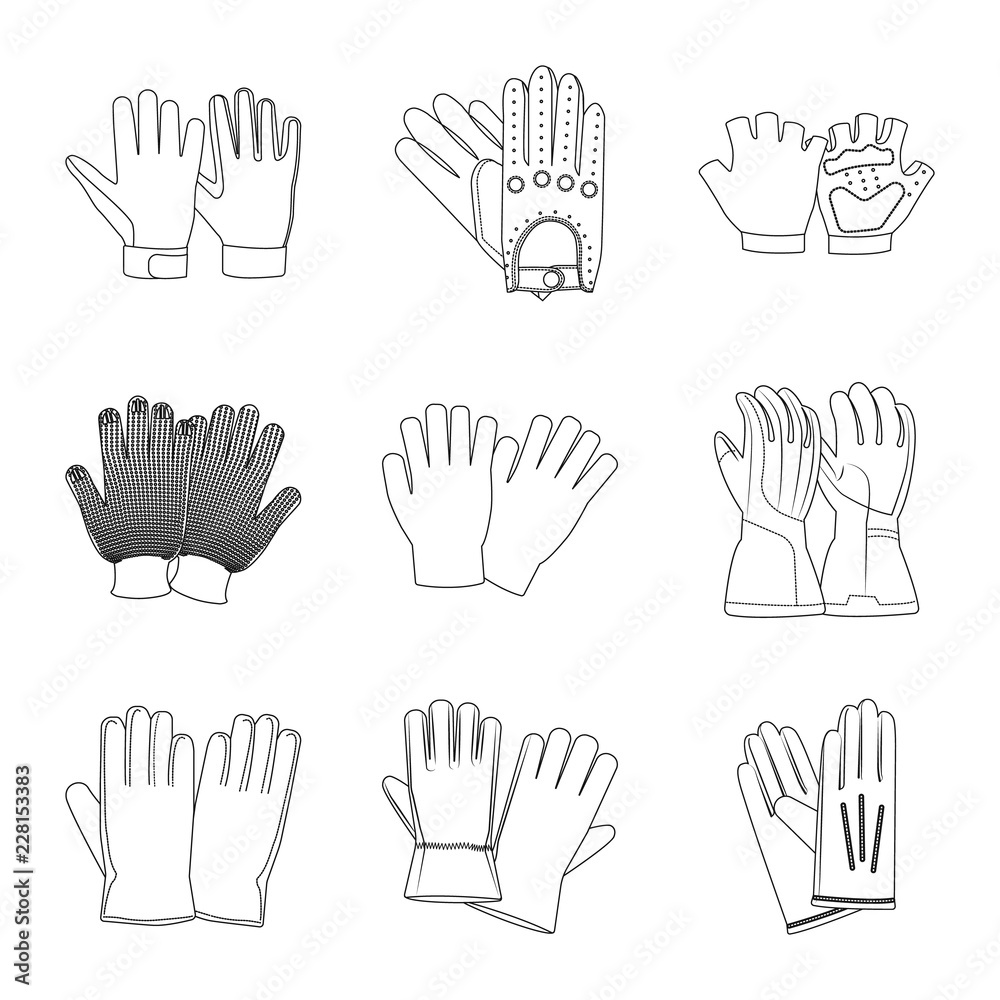 Vector illustration of glove and winter symbol. Set of glove and equipment vector icon for stock. Vector illustration of glove and winter symbol. Set of glove and equipment vector icon for stock.