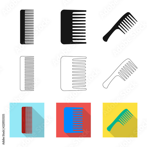 Vector illustration of brush and hair sign. Collection of brush and hairbrush stock vector illustration.
