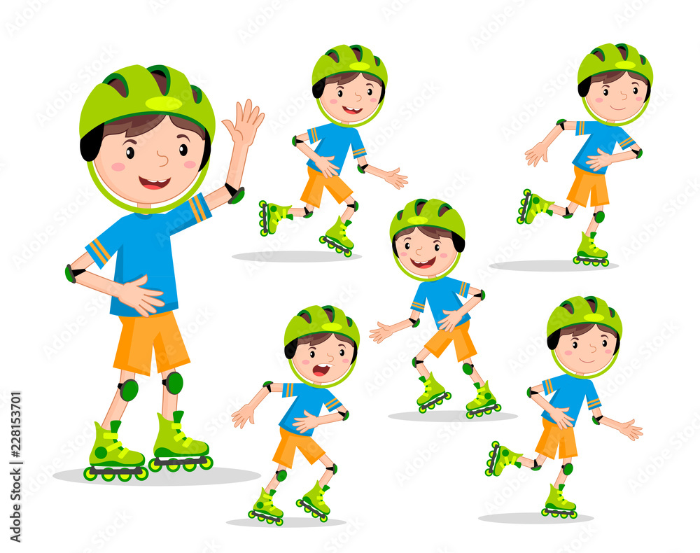Set the boy on roller skates Set the boy on roller skates