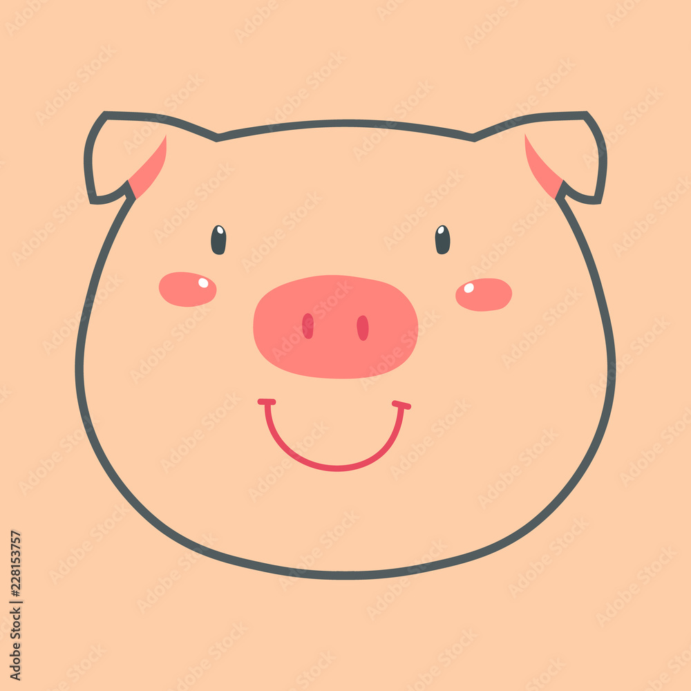 Pig head. Zodiac sign. Symbol of year. Vector illustration. Pig head. Zodiac sign. Symbol of year. Vector illustration.