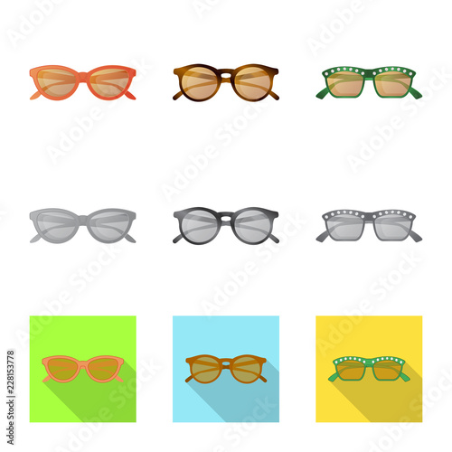 Isolated object of glasses and sunglasses sign. Set of glasses and accessory stock symbol for web.