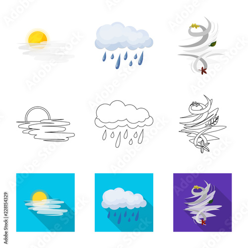 Vector illustration of weather and climate logo. Collection of weather and cloud stock symbol for web.