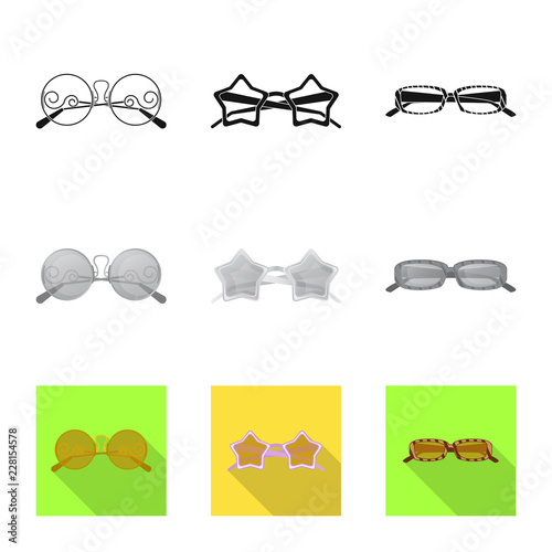 Fototapeta Naklejka Na Ścianę i Meble -  Isolated object of glasses and sunglasses icon. Collection of glasses and accessory stock symbol for web.