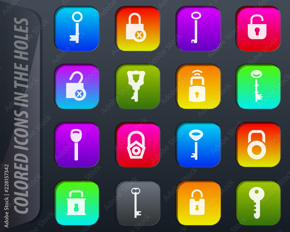 Lock and Key icons set Lock and Key icons set