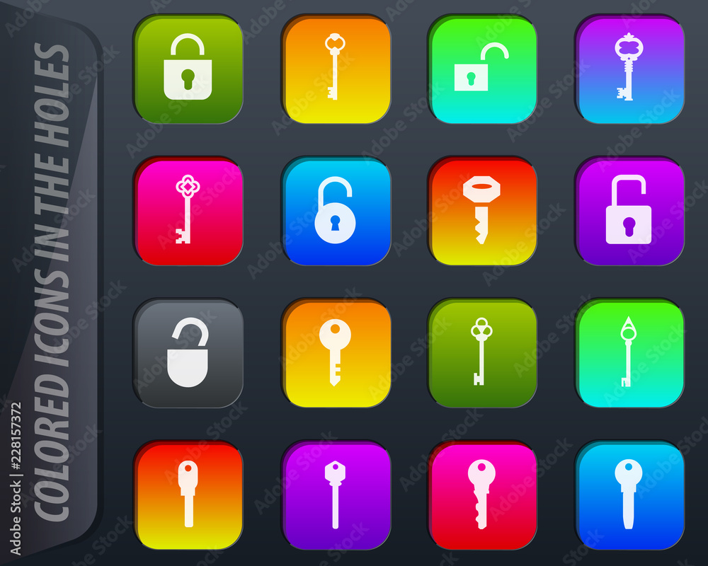 Lock and Key icons set Lock and Key icons set
