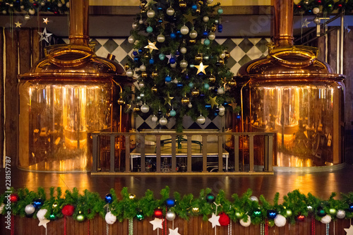 New Year's interior in the beer bar