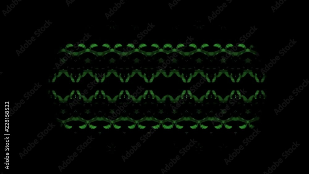 video abstracto de líneas  horizontales y círculos en movimiento  de color  verde fluorescente en fondo negro