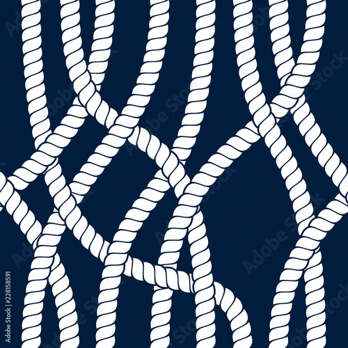 Seamless pattern rope woven vector, abstract illustrative background. Navy tangled marine ropes endless design. Usable for fabric, wallpaper, wrapping, web and print.