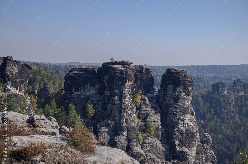 Saxony Bastei Mountains national park nature panorama Saxony Bastei Mountains national park nature panorama