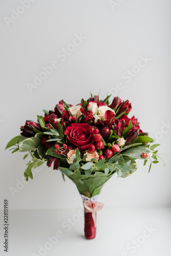 bridal bouquet of red roses, the bride's bouquet