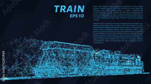 Train of particles. Train with one railcar.