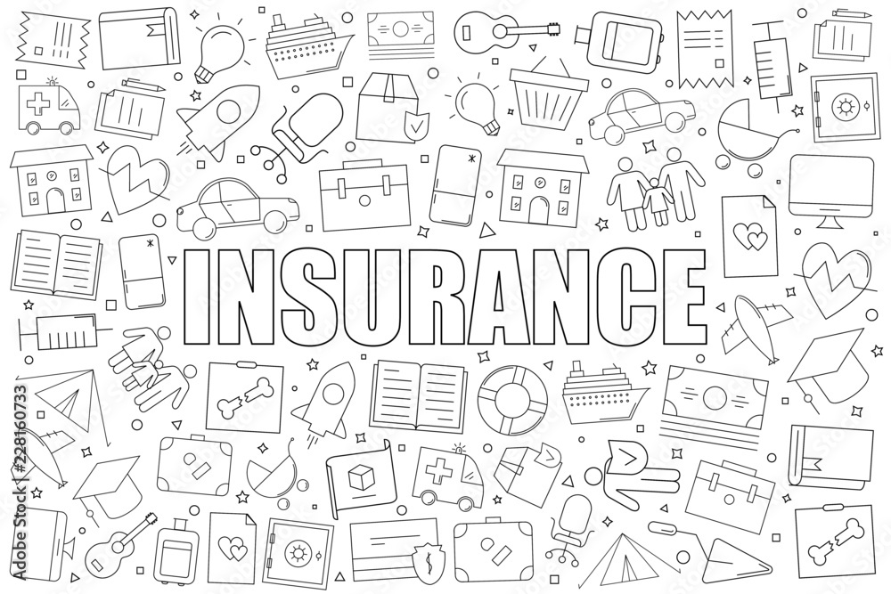 Insurance background from line icon. Linear vector pattern. Vector illustration Insurance background from line icon. Linear vector pattern. Vector illustration