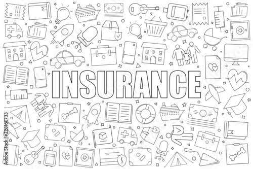Insurance background from line icon. Linear vector pattern. Vector illustration