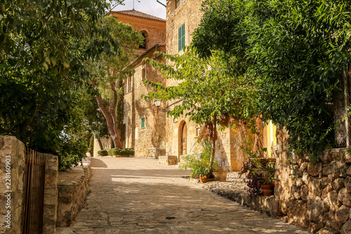Empty narrow street in Palma de Mallorca.