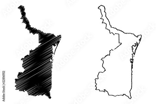 Tamaulipas (United Mexican States, Mexico, federal republic) map vector illustration, scribble sketch Free and Sovereign State of Tamaulipas map